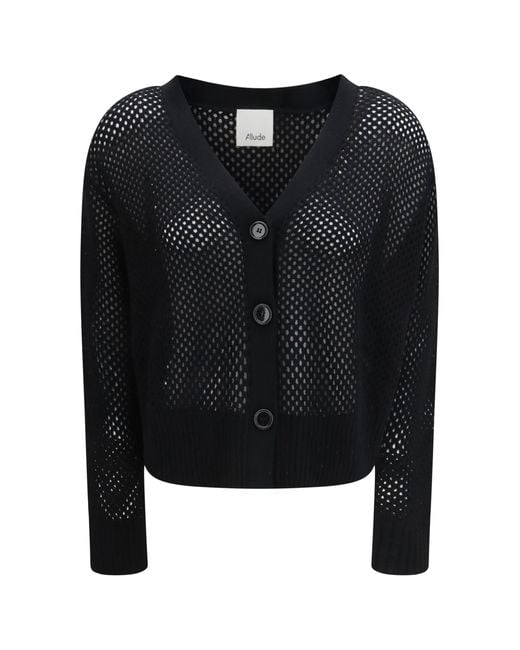 Allude Black Cardigan V-Neck Buttoned