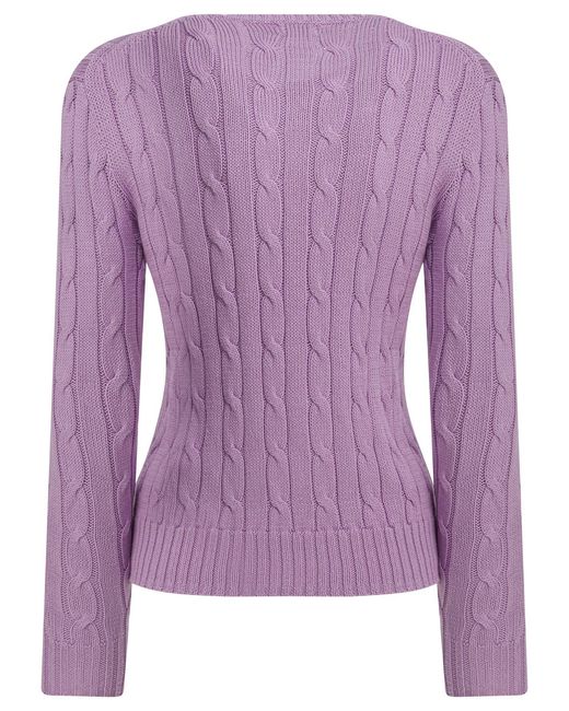 Polo Ralph Lauren Purple Touch Julianna Cable-Knit Sweater