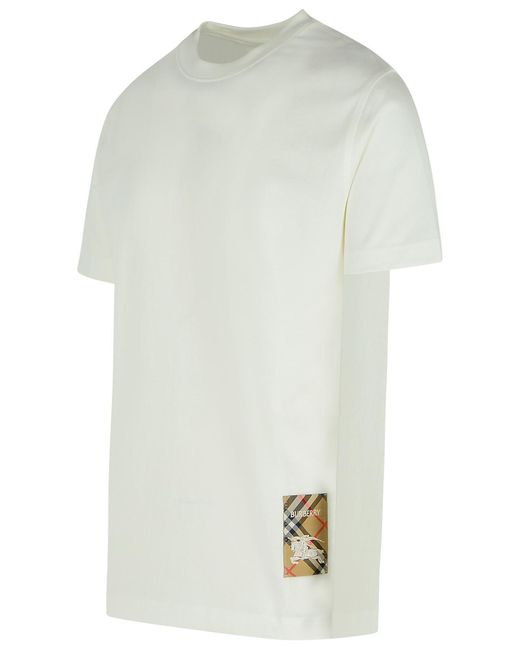 Burberry White Cotton T-Shirt for men