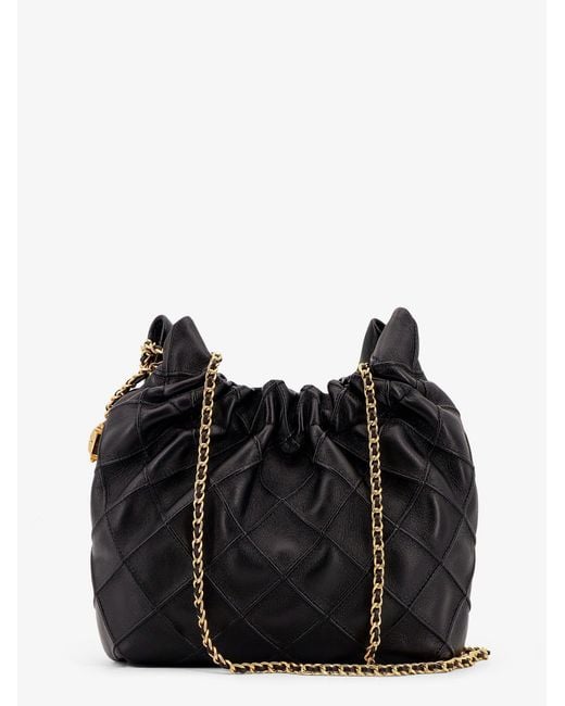 Tory Burch Black Fleming Mini Hobo Leather Handbag
