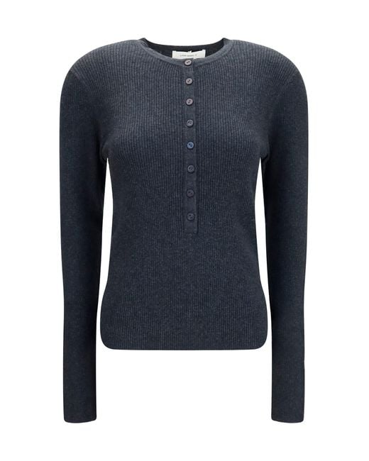 Lisa Yang Blue Airi Henley Sweater