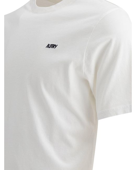 Autry White Cotton T-Shirt With Logo T-Shirts for men