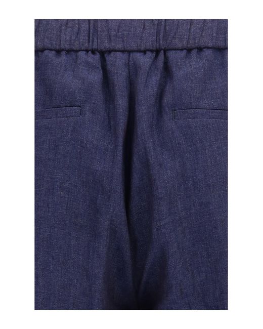 Gi Capri Blue Linen Drawstring Pants