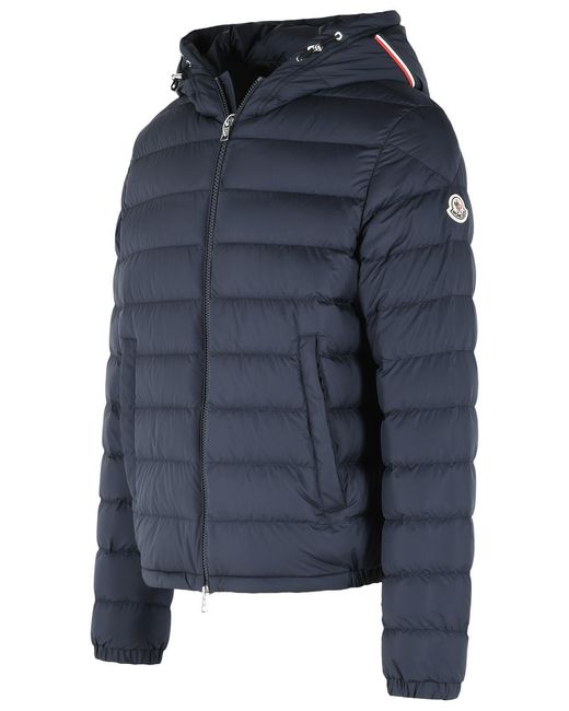 Moncler Blue Polyester Short 'Vermeille' Hooded Down Jacket for men