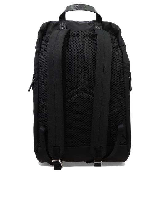 Prada Black Re-Nylon And Saffiano Backpack for men