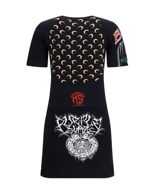 MARINE SERRE Black Fitted Recycled Jersey Dress