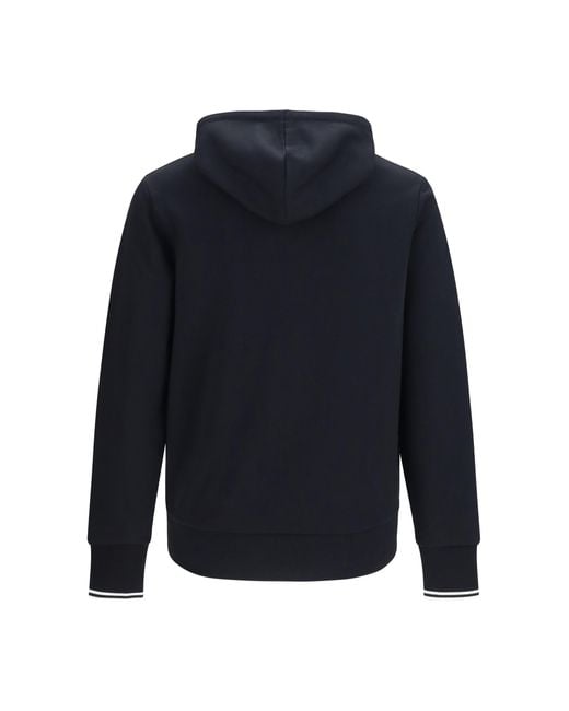 Fred Perry Blue Hoodie With Striped Cuffs for men