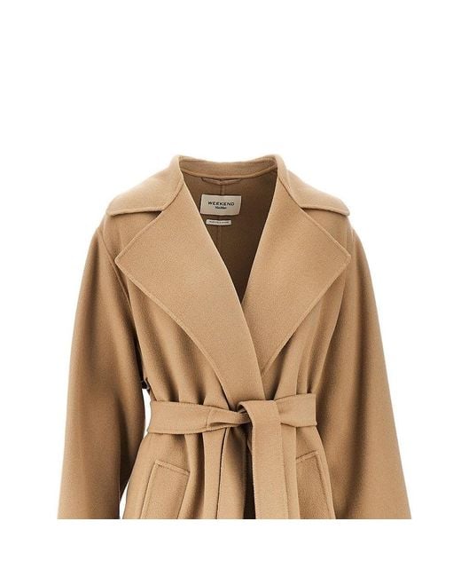 Weekend by Maxmara Black Midi Cloth Coat With Belt