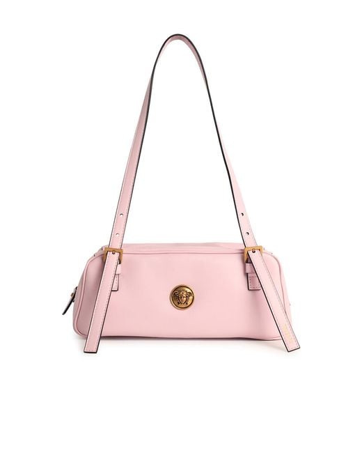 Versace Pink 'Emblème' Nappa Leather Bowling Bag