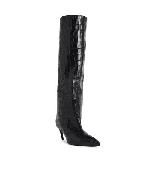 The Attico Black 'Lea 65' Dark Leather Boots