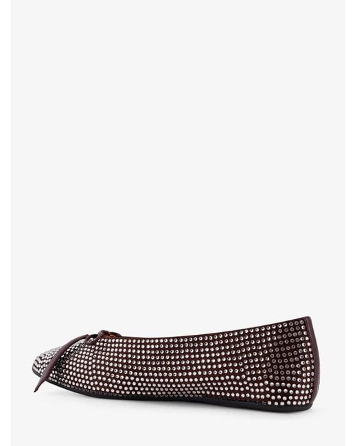 The Attico Brown Kali Satin Ballerinas With All-Over Rhinestone Detail