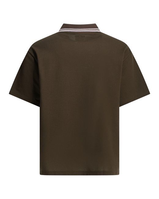 Needles Green Polo Shirt With Buttons And Logo for men