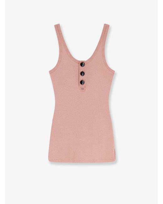 Chloé Pink Cotton Tank Top