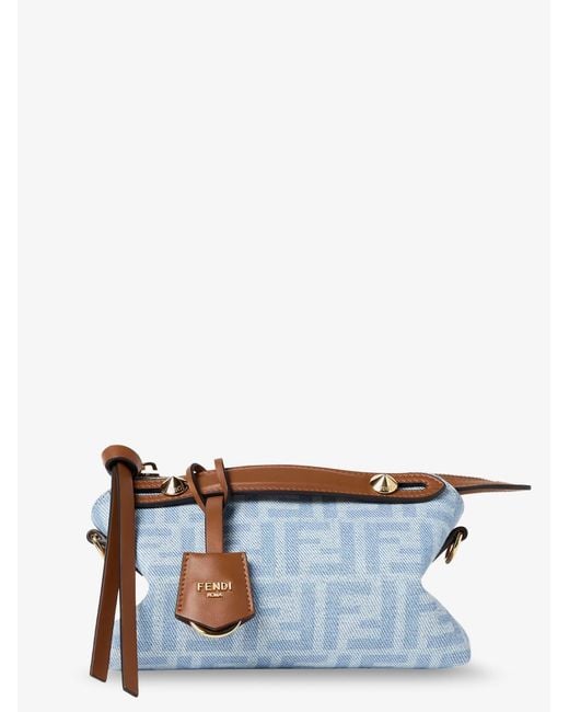 Fendi White By The Way Soft Mini Ff Denim Handbag