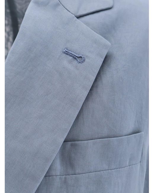 Brunello Cucinelli Blue Deconstructed Cotton Blazer