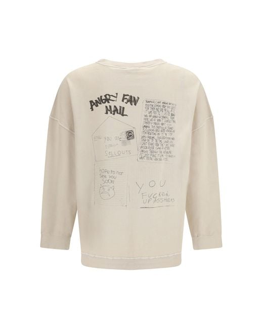 Our Legacy White Angry Fan Mail Oversized Graphic Sweatshirt for men