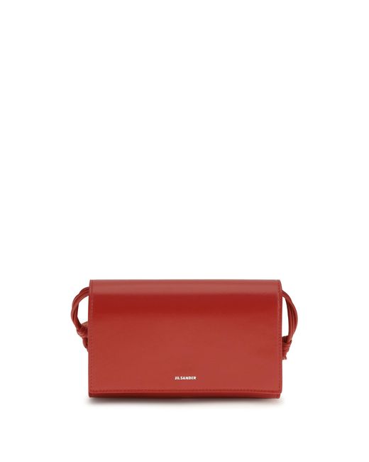Jil Sander Red Tangle Crossbody Wallet