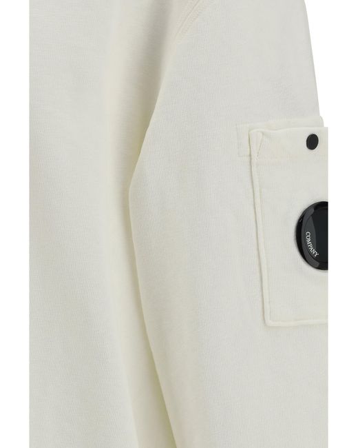 C P Company White Crewneck Sweatshirt for men