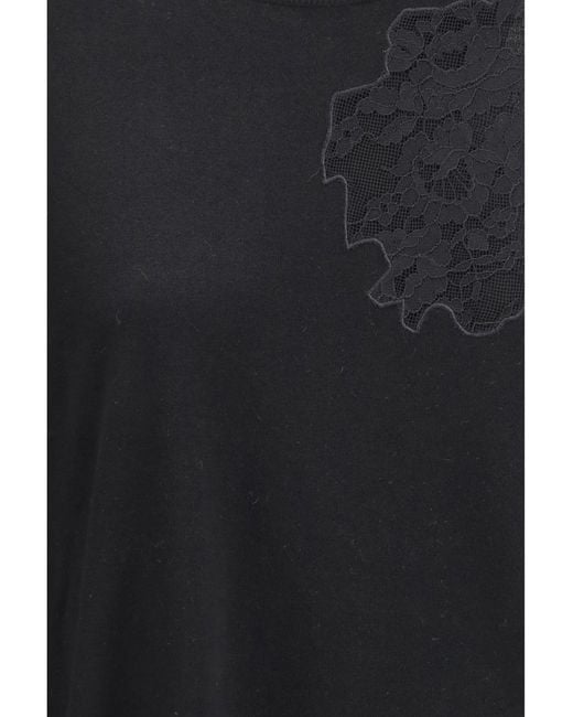 Max Mara Black Wool Sweater With Lace Inserts