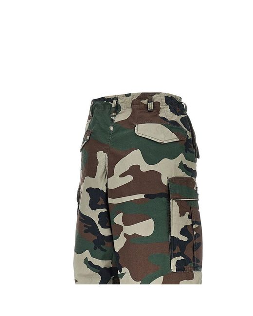 Obey Green Baggy Fit Camouflage Cotton Cargo Pants for men