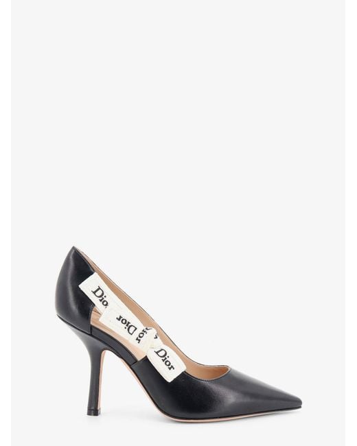 Dior White Dior J'Adior Leather Pumps With Logo Bow Detail
