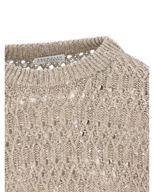 Brunello Cucinelli Natural Linen Crewneck Knitwear for men