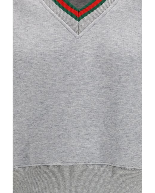 Gucci Gray Web Cotton Jersey Sweatshirt