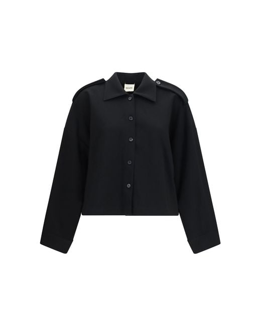 Khaite Black Bodine Wide-Sleeve Shirt