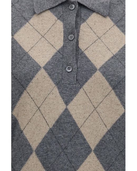 Rohe Blue Ballantyne Argyle Polo/Oat Check