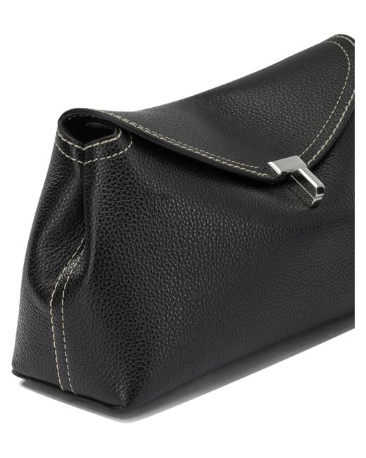 Totême Black T-Lock Clutch Bag