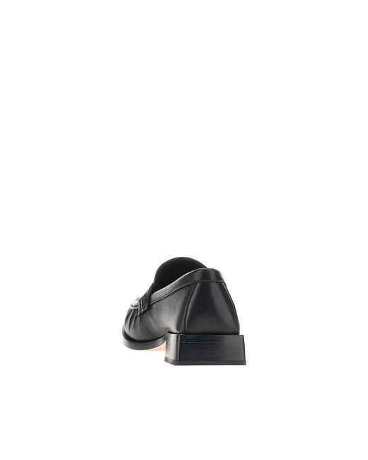 Roger Vivier Black Crystal Buckle Leather Loafers