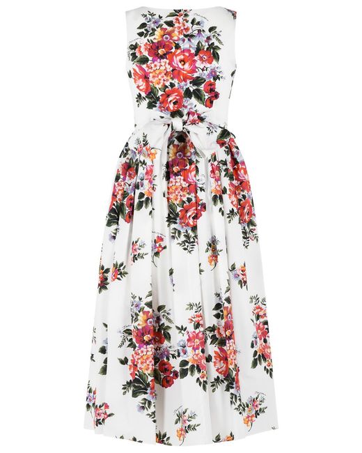 Dolce & Gabbana Multicolor Cotton Dress With Floral Motif
