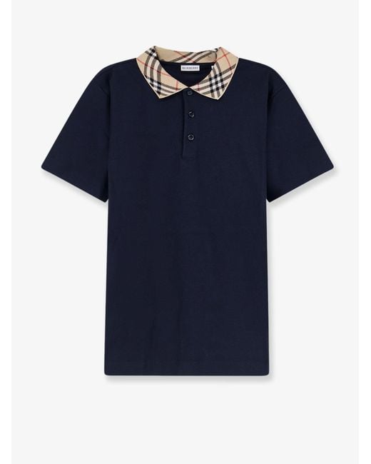 Burberry Blue Cotton Polo Shirt for men