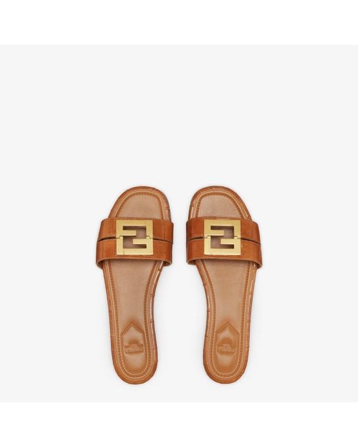 Fendi Brown Ffold" Slides Sandals