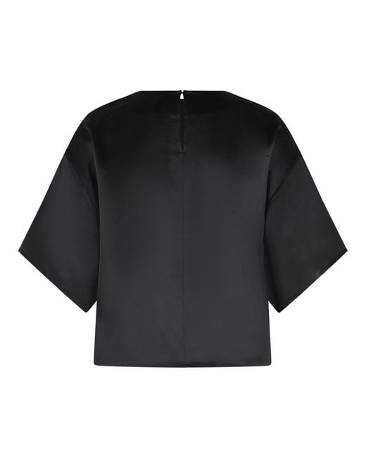 Jonathan Simkhai Black Loose Fit Acetate Blend Top With Crew Neckline