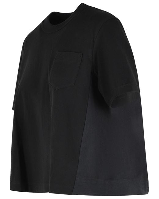 Sacai Black Cotton T-Shirt