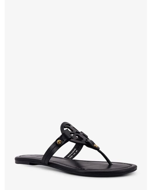 Tory Burch Black Miller Leather Thong Sandals