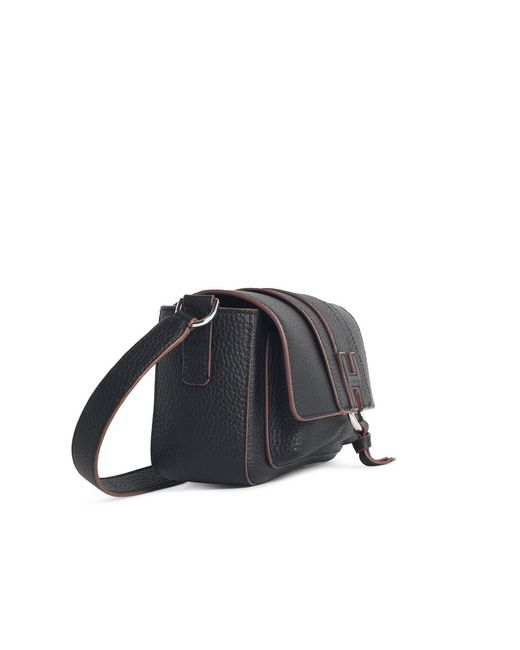 Hogan Black Flap Trend Leather Shoulder Bag