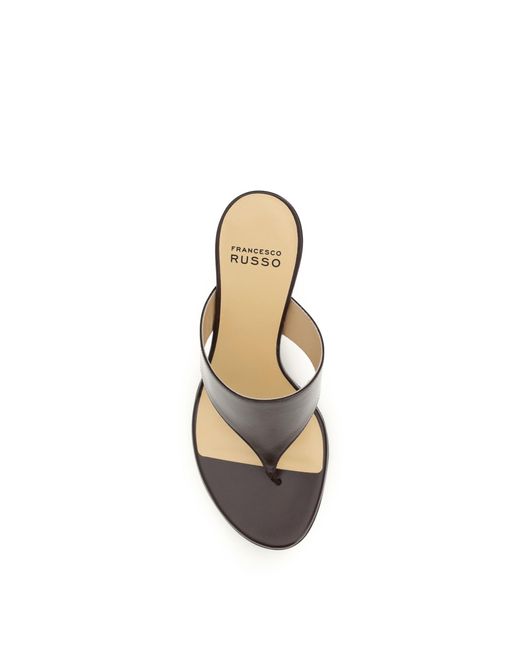 Francesco Russo White Thong Sandals Leather