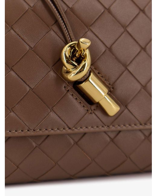 Bottega Veneta Brown Andiamo Leather Shoulder Bag With Intrecciato Motif