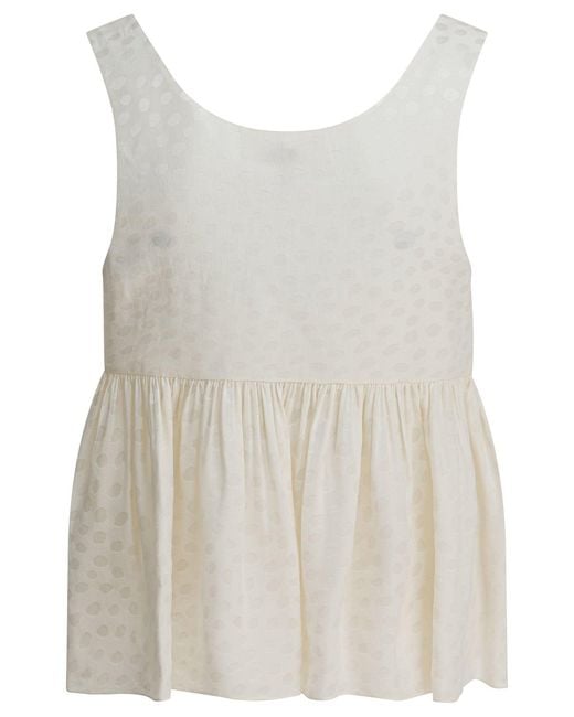 Chloé White Silk Peplum Top