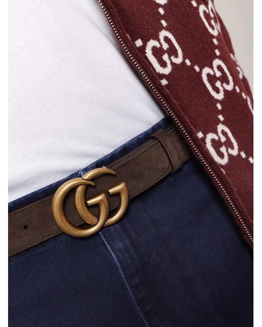 Gucci White Suede Belt for men
