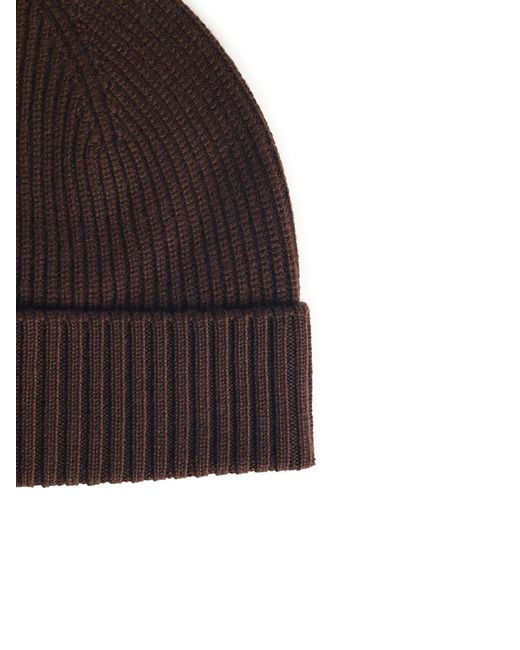 Seven Gauge Brown Wool Beanie for men