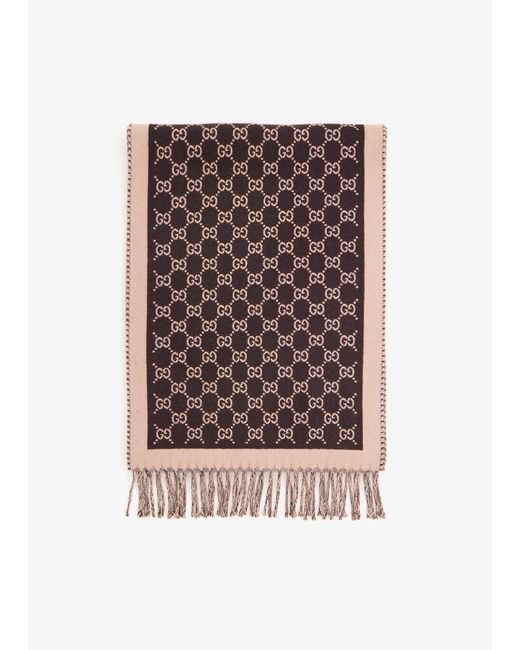 Gucci Brown Gg Wool Scarf for men