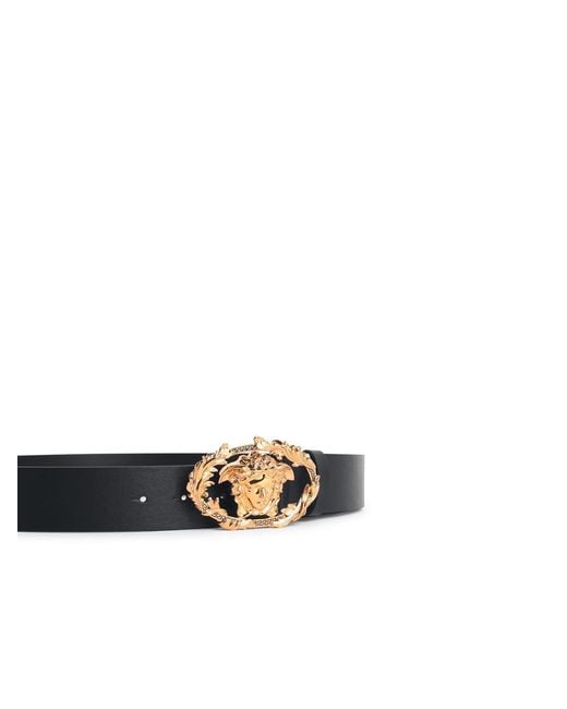 Versace White 'Buckle Crest' Lear Belt for men