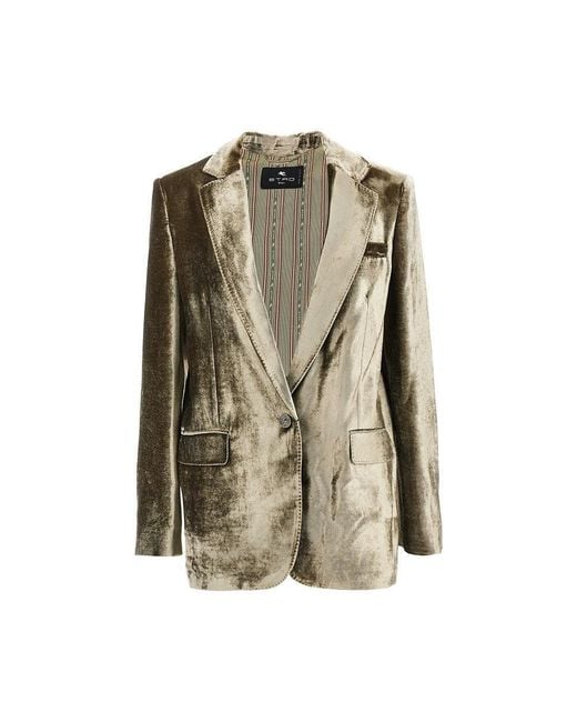 Etro Green Velvet Single-Breasted Jacket