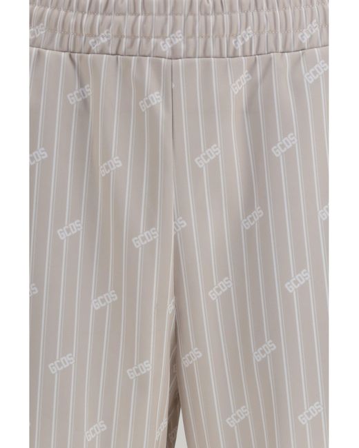 Gcds Gray All-Over Logo Pinstripe Track Pants Sandshell/Bone for men
