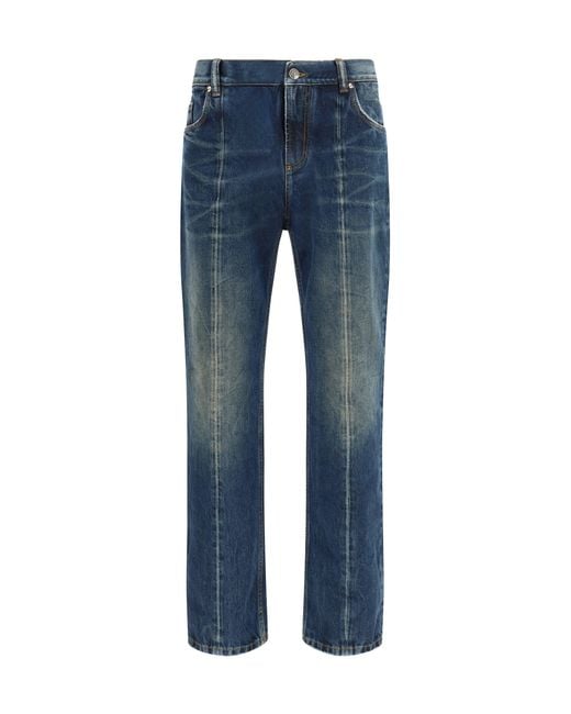 Versace Blue Distressed Straight-Leg Jeans for men