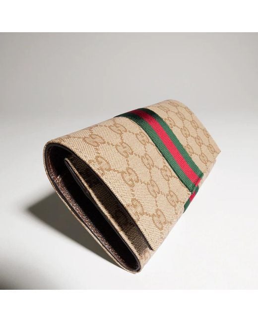 Gucci Natural Gg Wallet With Web Detail