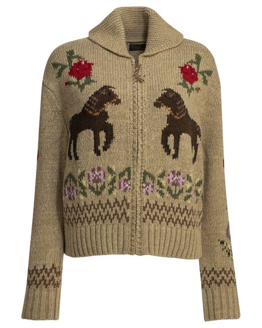Polo Ralph Lauren Green Textured-Knit Cardigan